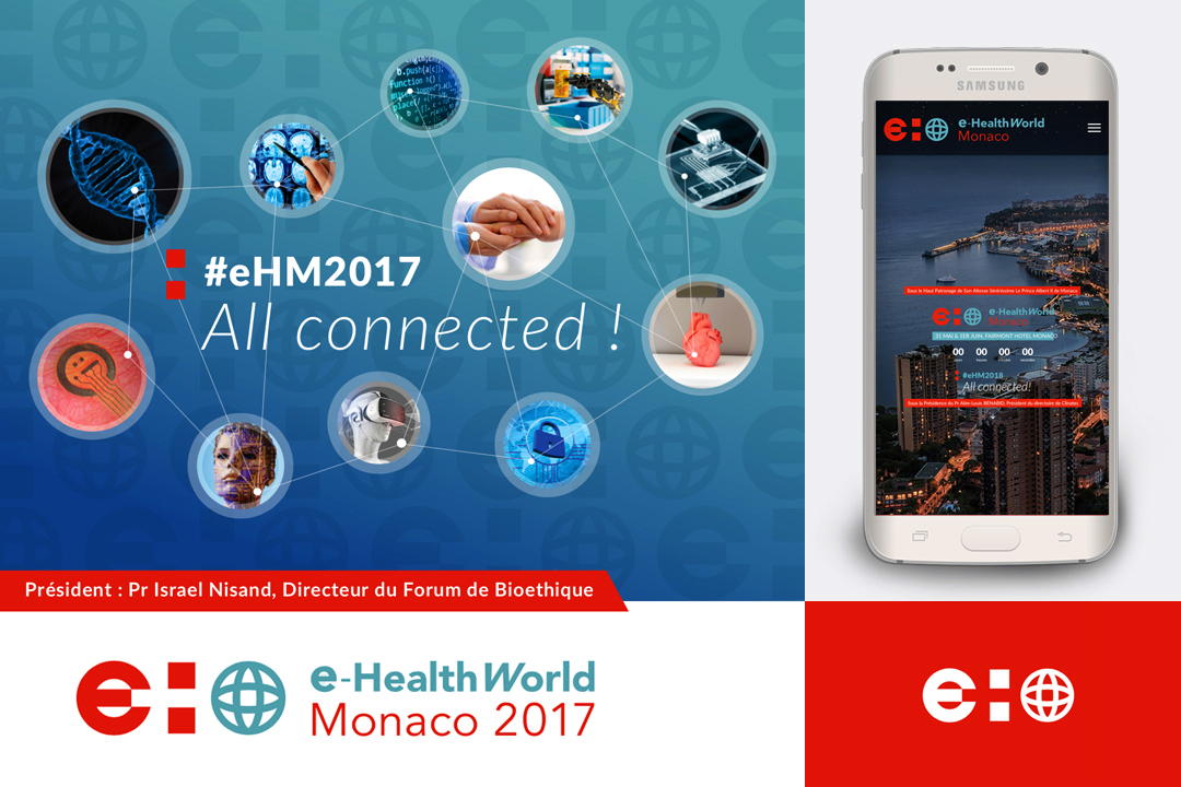 Création du logotype et de la charte graphique pour le e-Health World, congrès de la e-santé de Monaco - Crédits BrandSilver