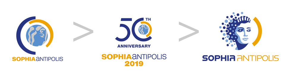 Evolution du logo de Sophia Antipolis